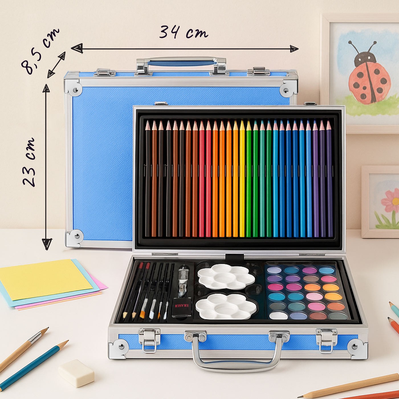 Estuche de dibujo personalizado azul con Stitch para el cumpleaños de un sobrino