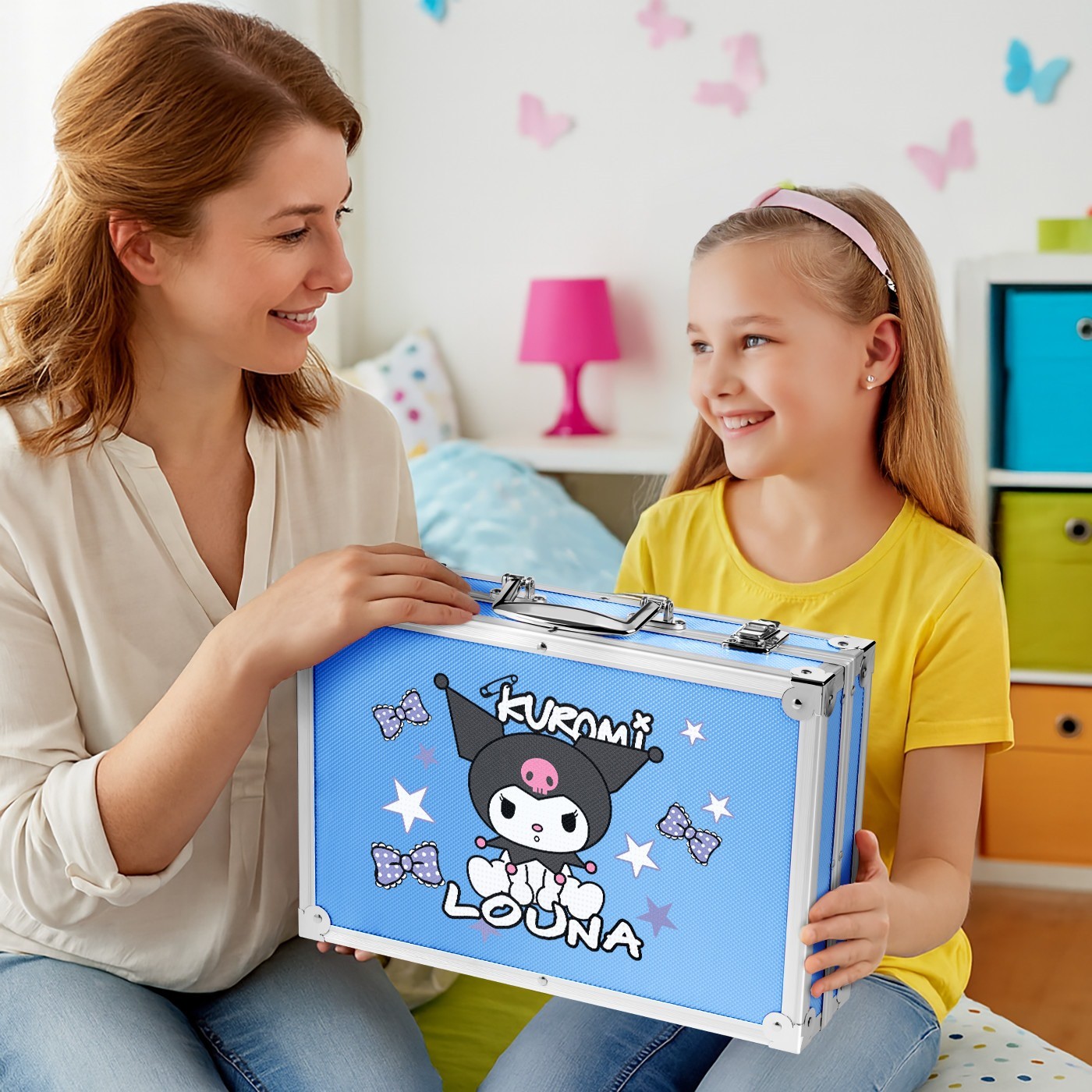 Murrano Personalized Blue Drawing Case with Kuromi for Niece's Birthday