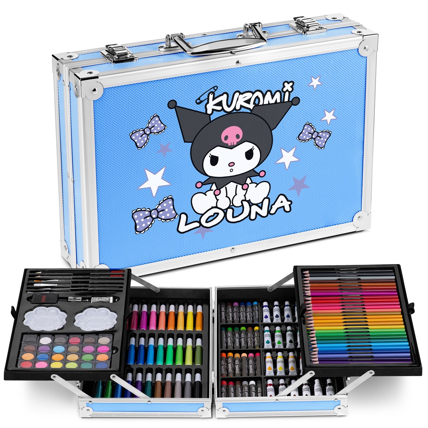 Murrano Personalized Blue Drawing Case with Kuromi for Niece's Birthday