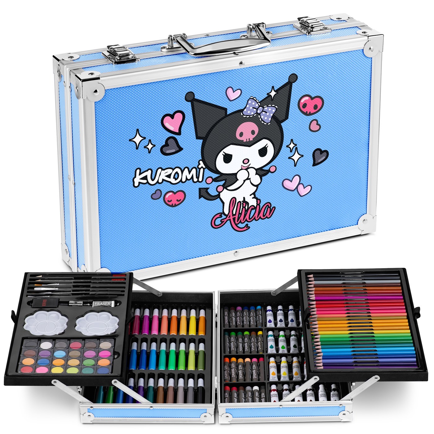 Murrano Personalized Blue Drawing Case with Kuromi for a Girl's Birthday