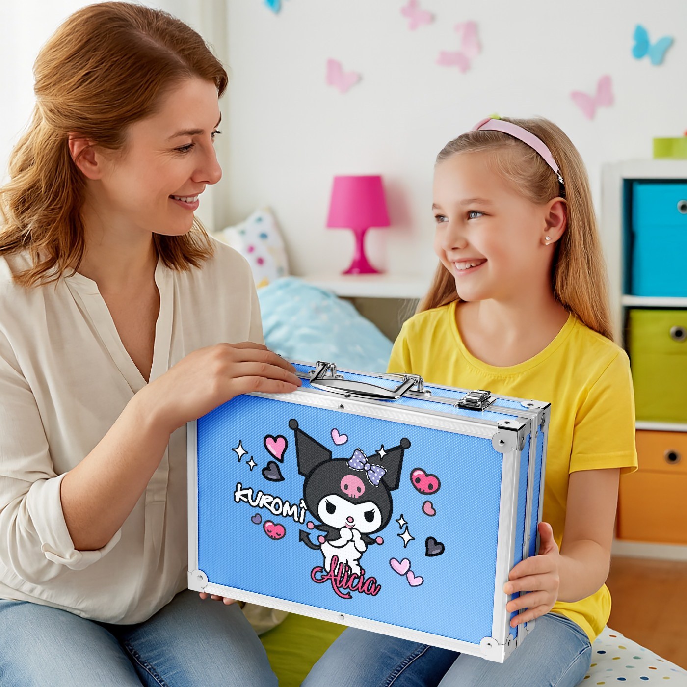 Murrano Personalized Blue Drawing Case with Kuromi for a Girl's Birthday