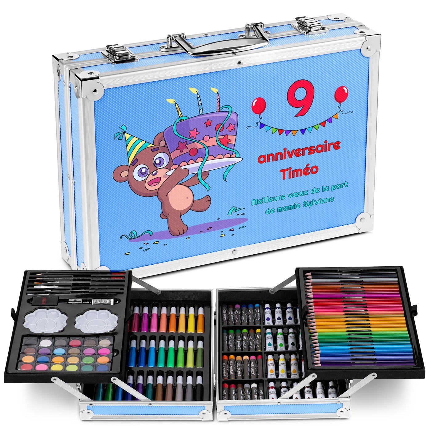 Murrano Personalized Blue Coloring Case for 9th Birthday