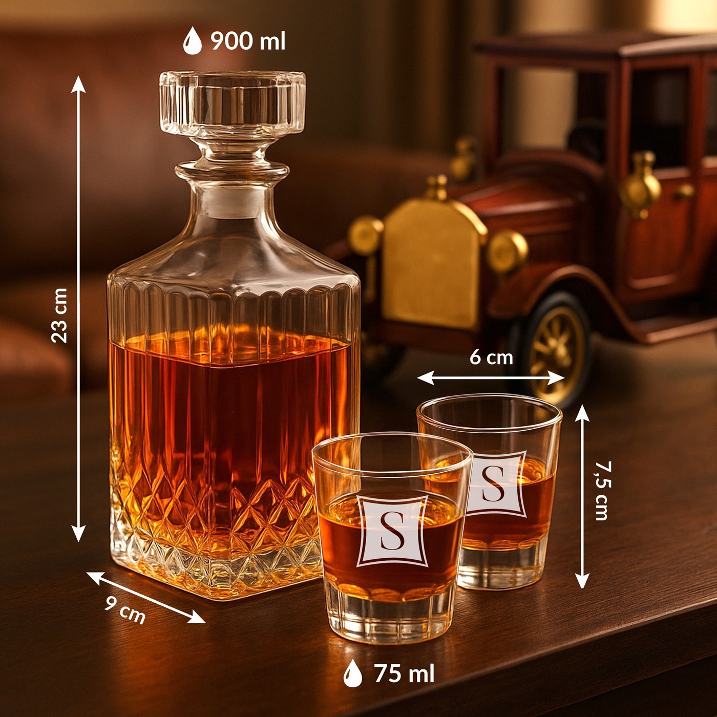 Set de whisky de Murrano con 2 vasos tallados para el Día del Padre