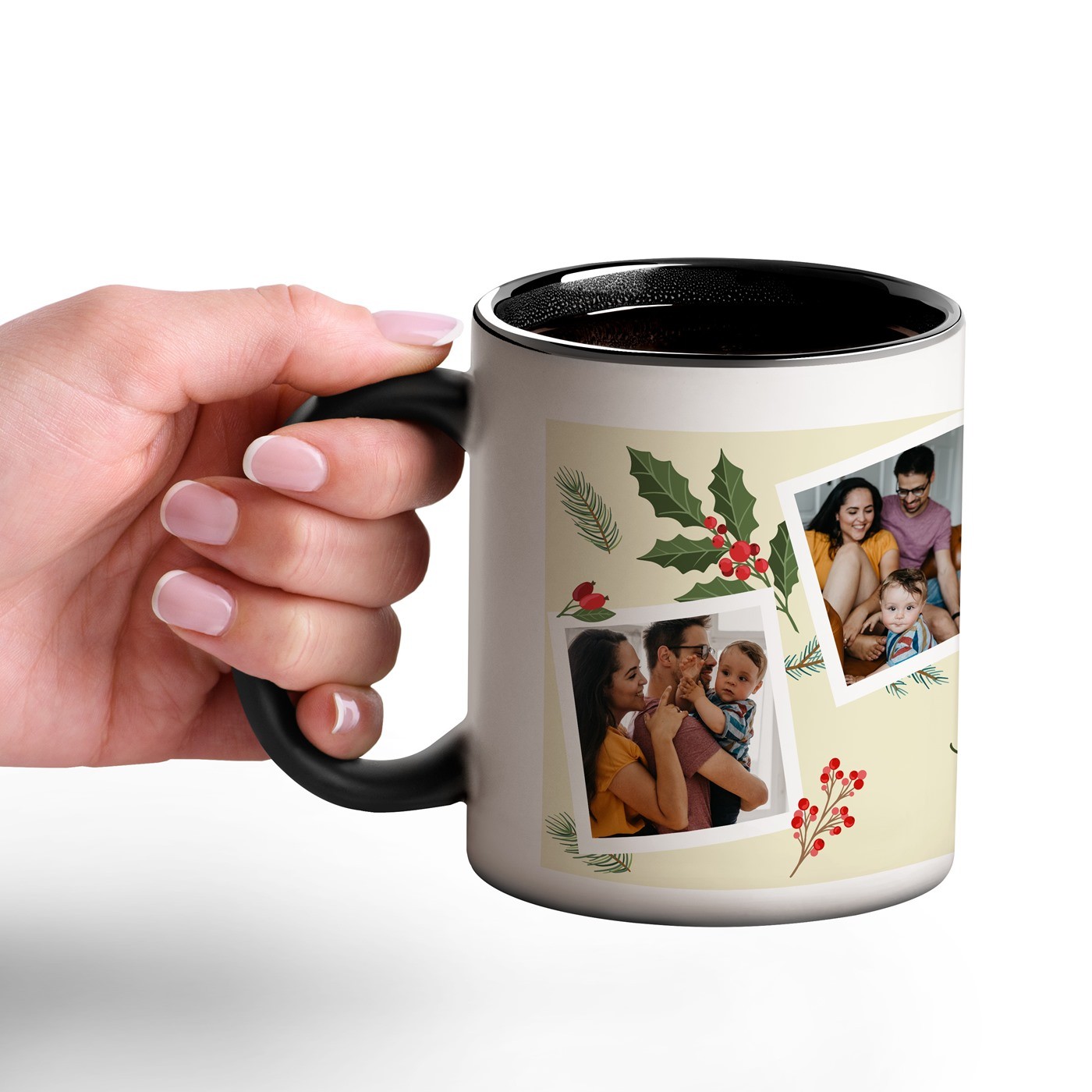 Taza Mágica de Murrano con Impresión Negro y Blanco para Padres en Navidad