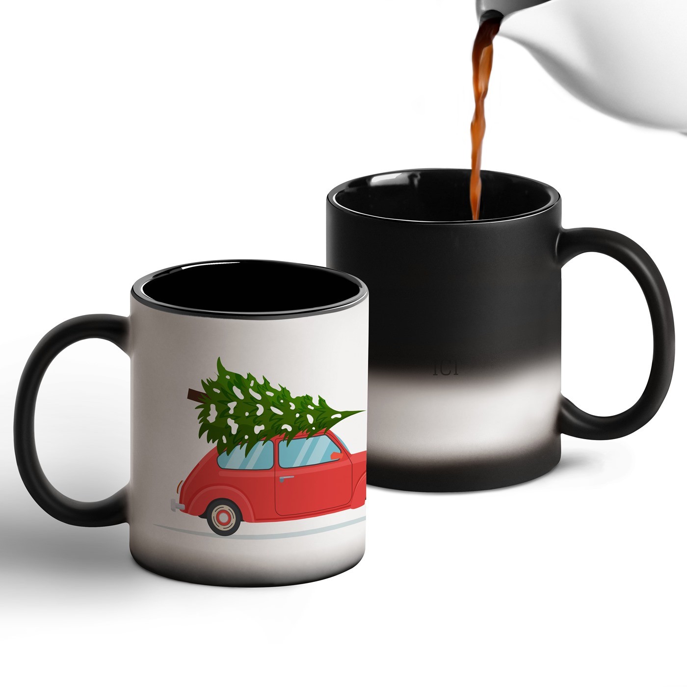 Taza Mágica Murrano - Impresión Negro y Blanco para Ella/Él/Mamá/Papá/Papá Noel