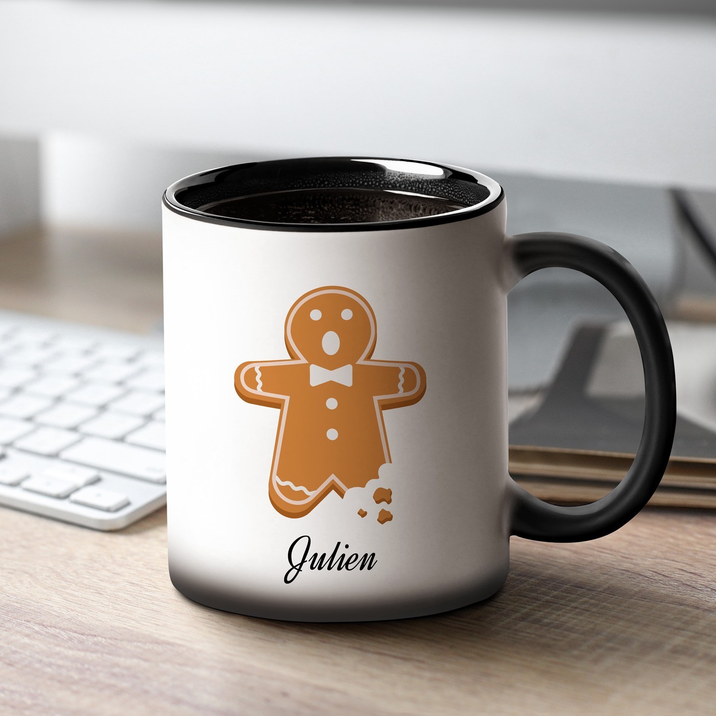 Taza Mágica Murrano con Impresión Negro y Blanco para Él, Regalo de Navidad