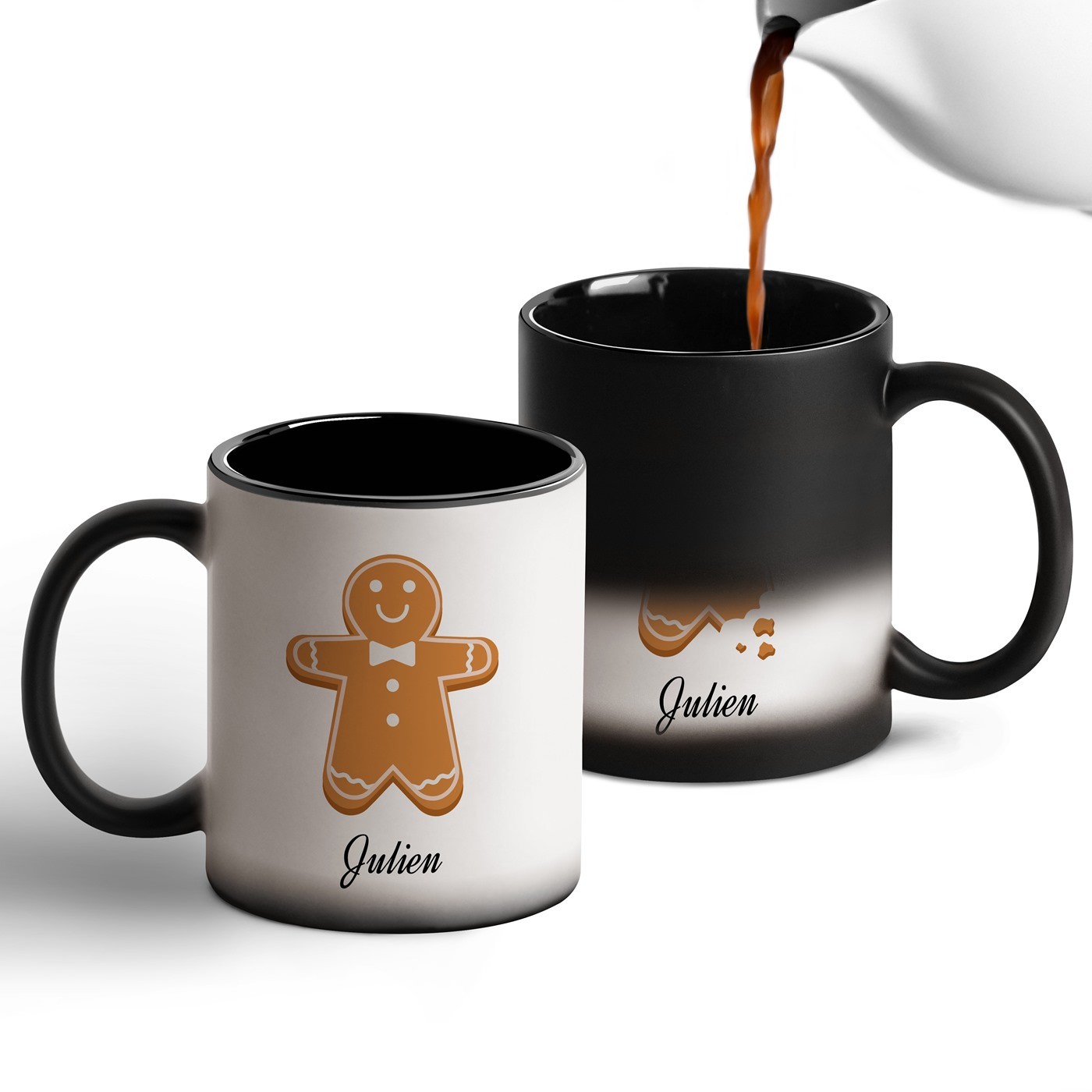 Taza Mágica Murrano con Impresión Negro y Blanco para Él, Regalo de Navidad