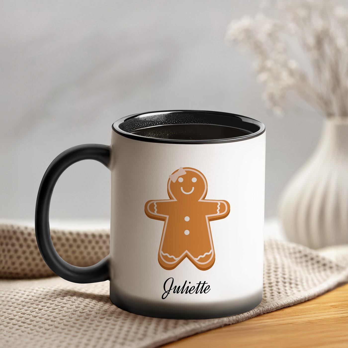 Taza mágica de Murrano con impresión negro y blanco para ella - Navidad