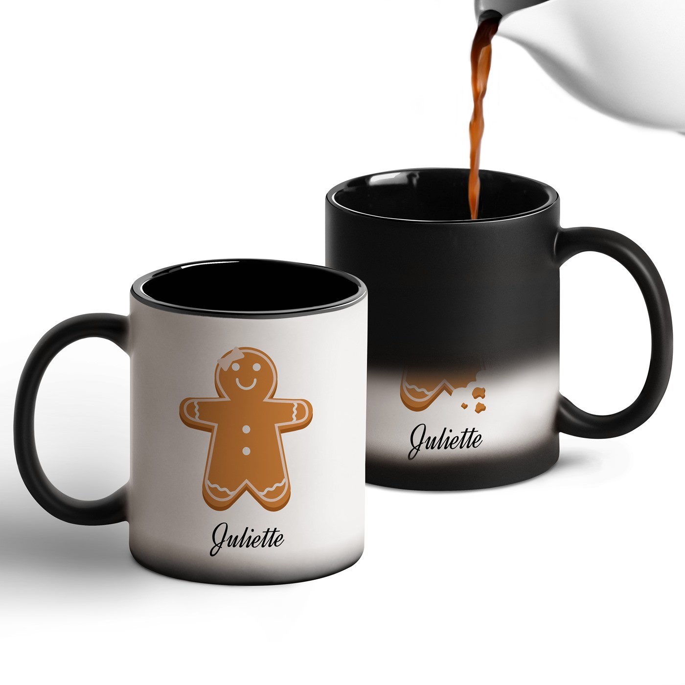 Taza mágica de Murrano con impresión negro y blanco para ella - Navidad
