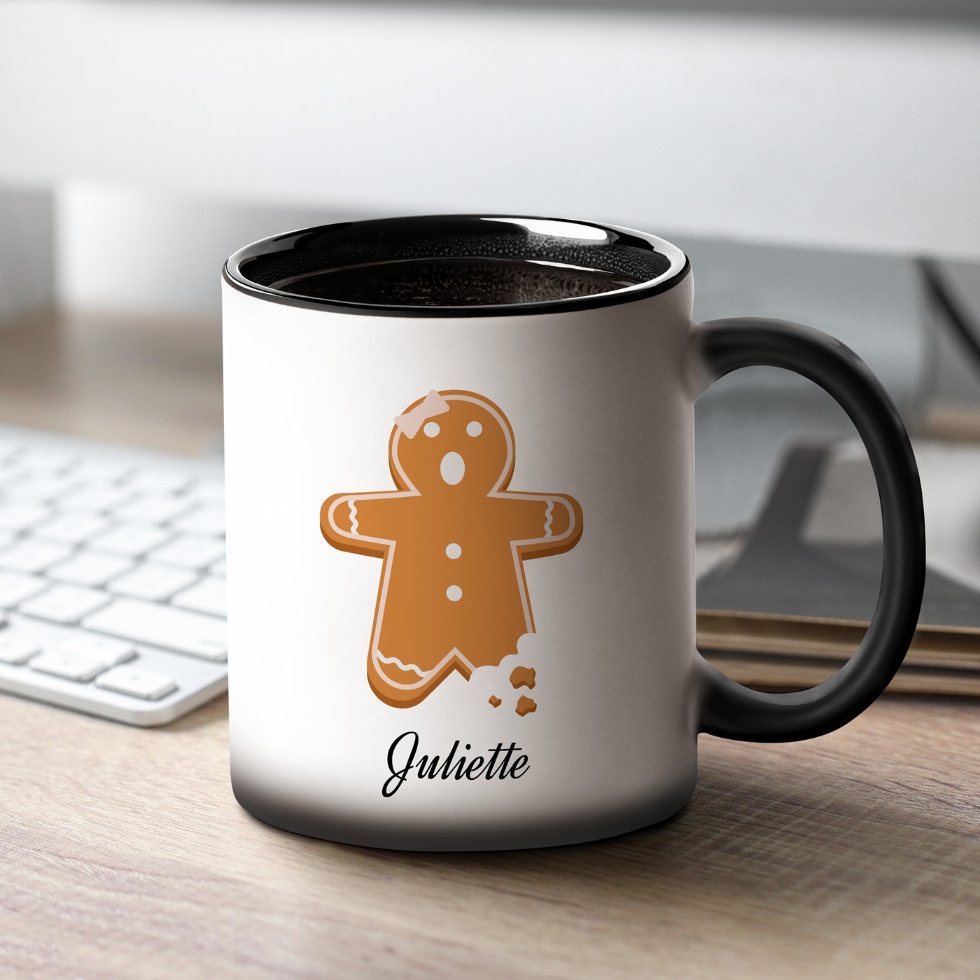 Taza mágica de Murrano con impresión negro y blanco para ella - Navidad