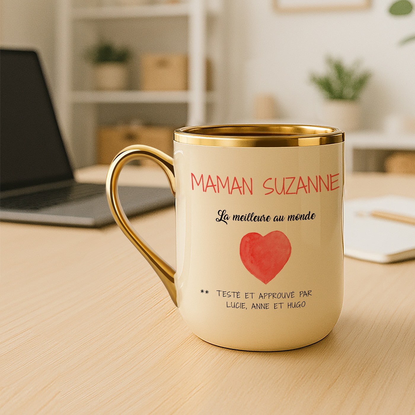 Mug de cerámica Murrano con borde y mango dorados para el Día de las Madres
