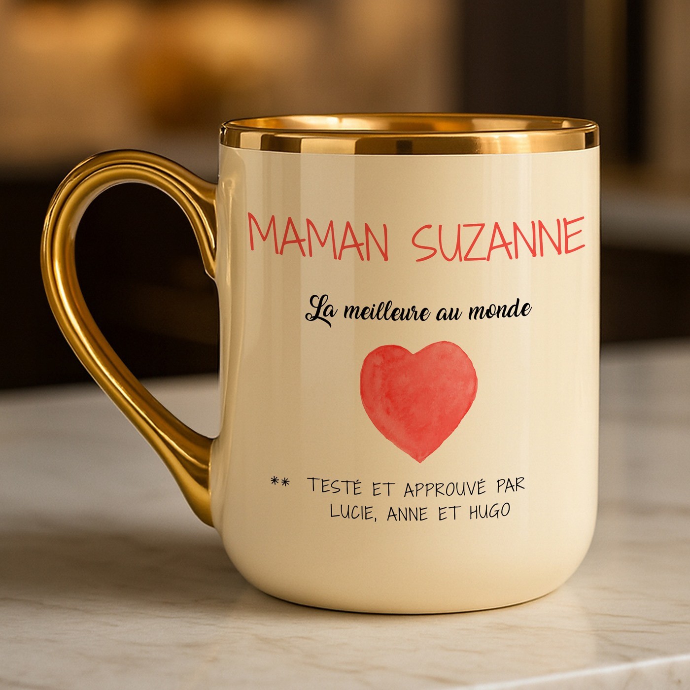 Mug de cerámica Murrano con borde y mango dorados para el Día de las Madres