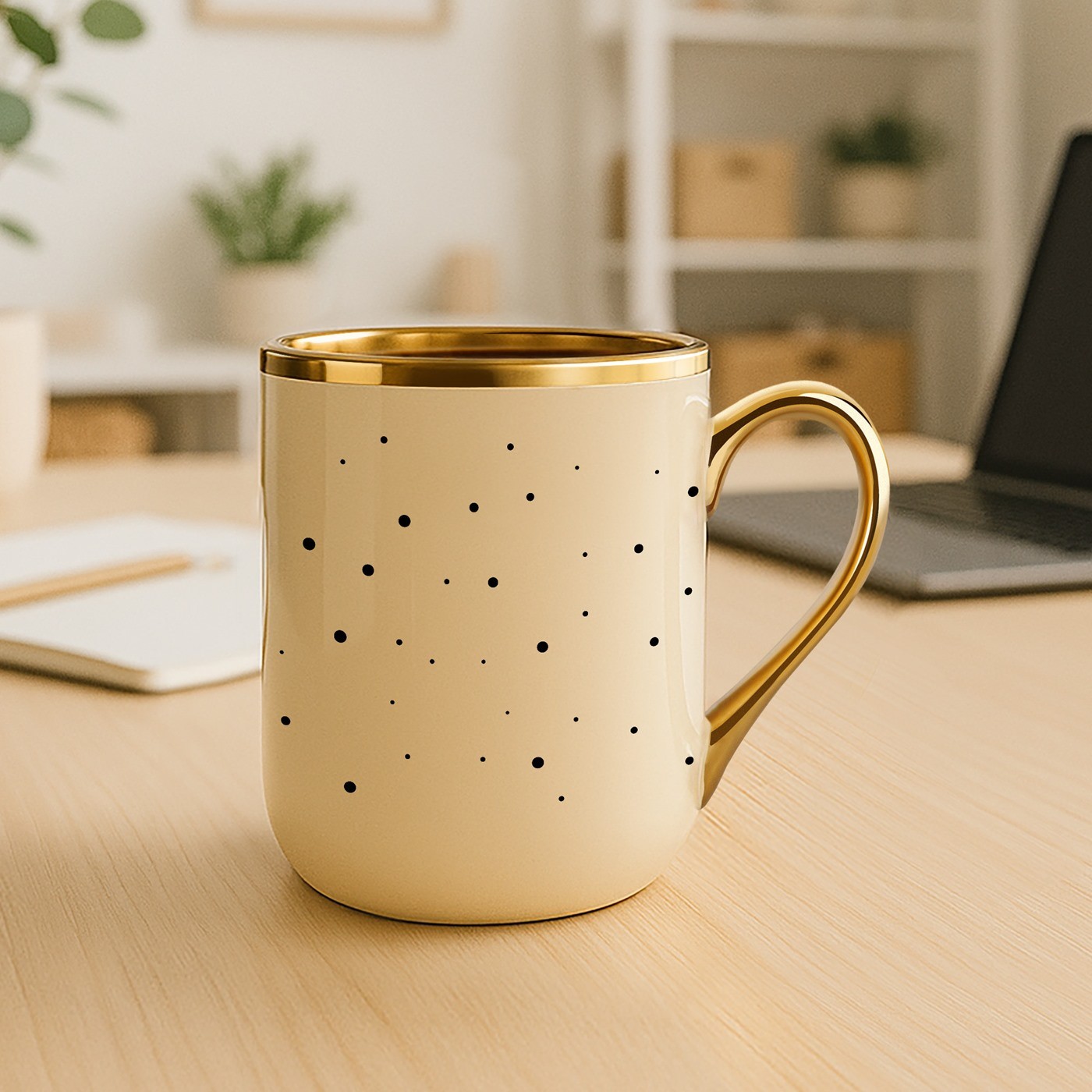 Taza de cerámica beige Murrano con borde y asa dorados para un esposo por el aniversario de boda