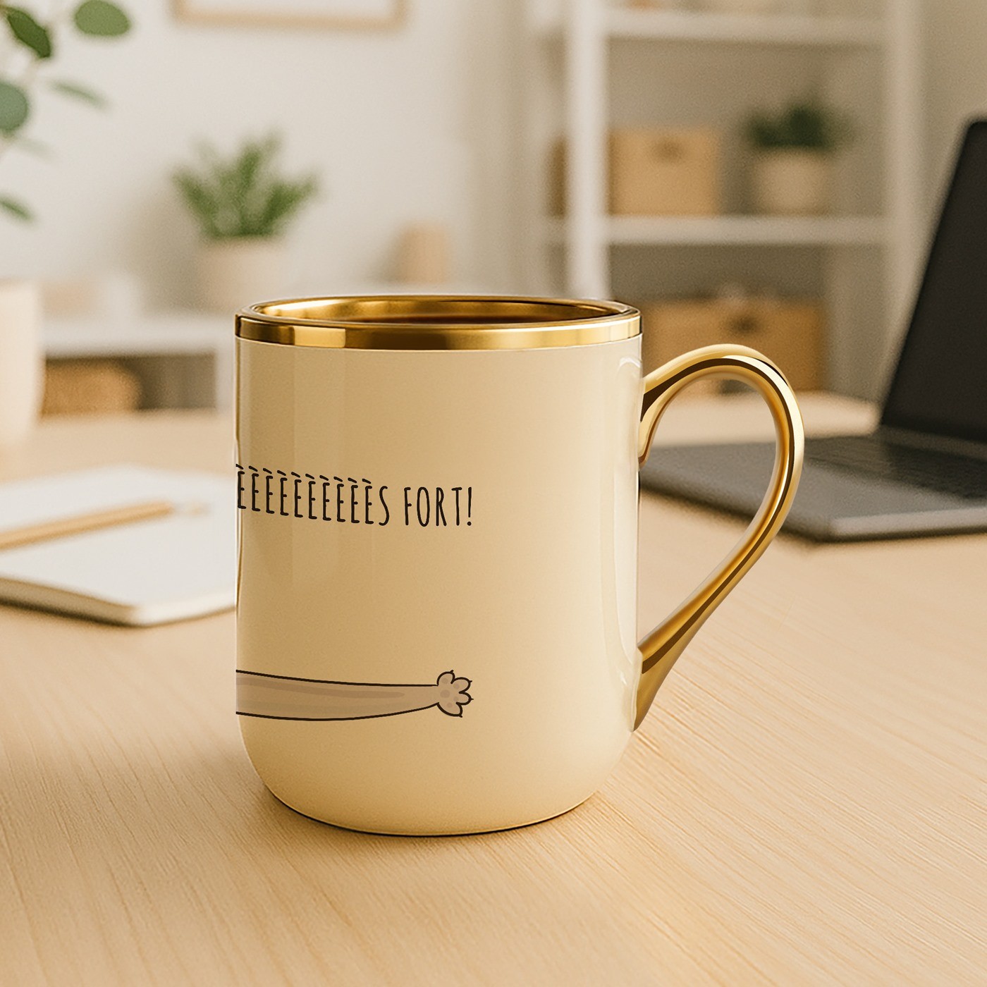 Mug de cerámica Murrano con borde y asa dorados para el cumpleaños de una amante de los gatos