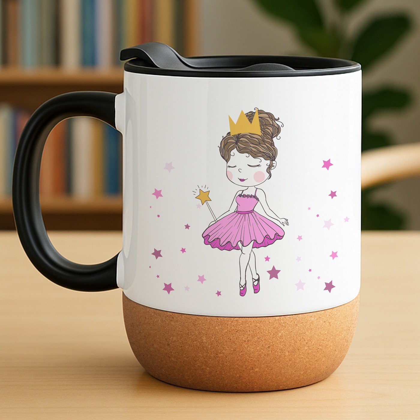 Mug de cerámica blanca Murrano con tapa y impresión personalizada para el cumpleaños de una niña