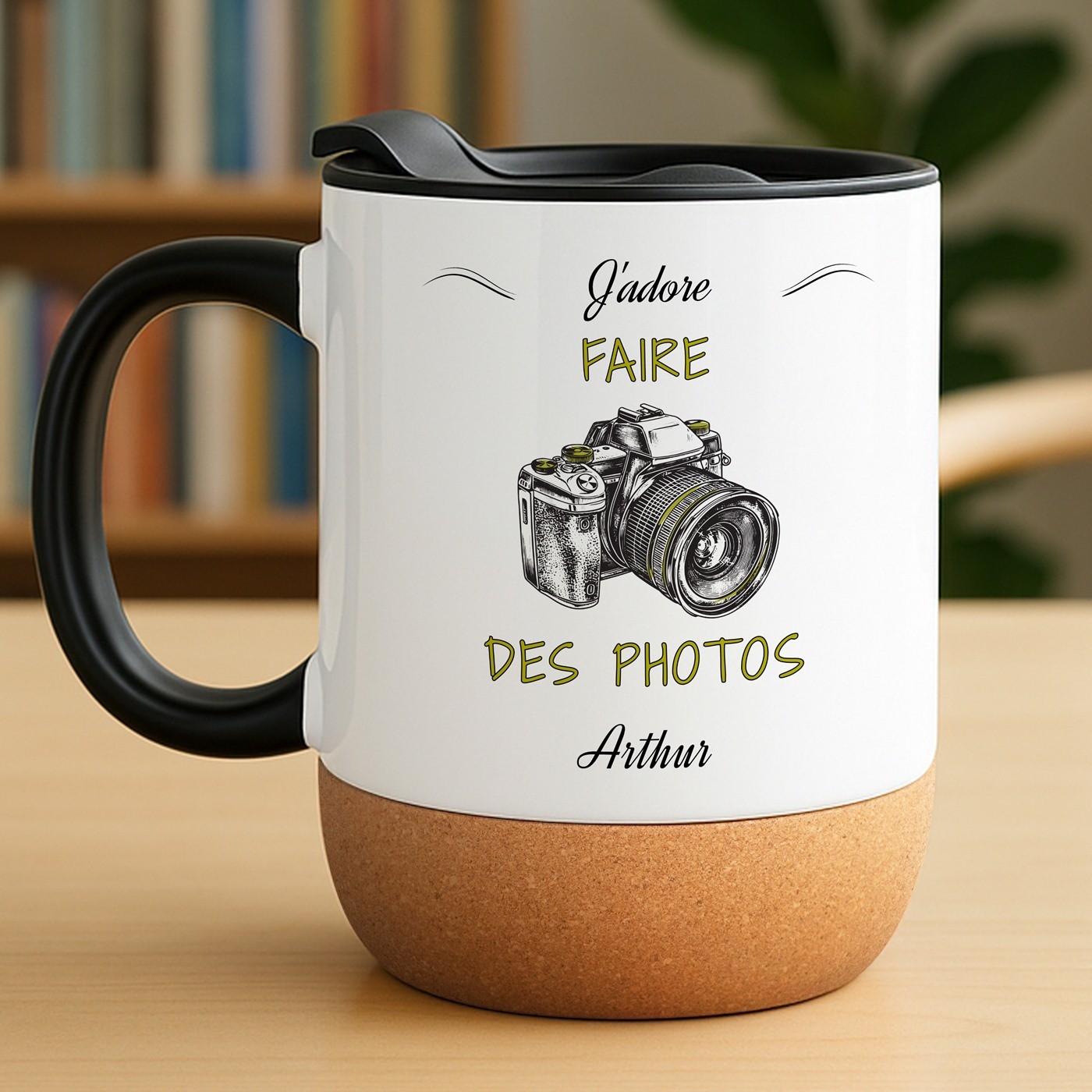 Taza de cerámica blanca con tapa para fotógrafo de Murrano