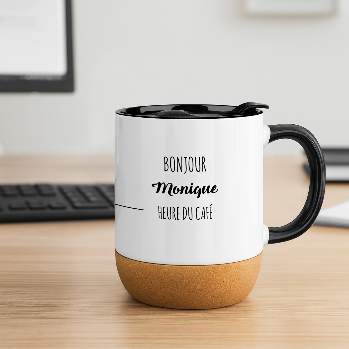 Mug de cerámica blanca Murrano con impresión de gato y tapa para mujeres