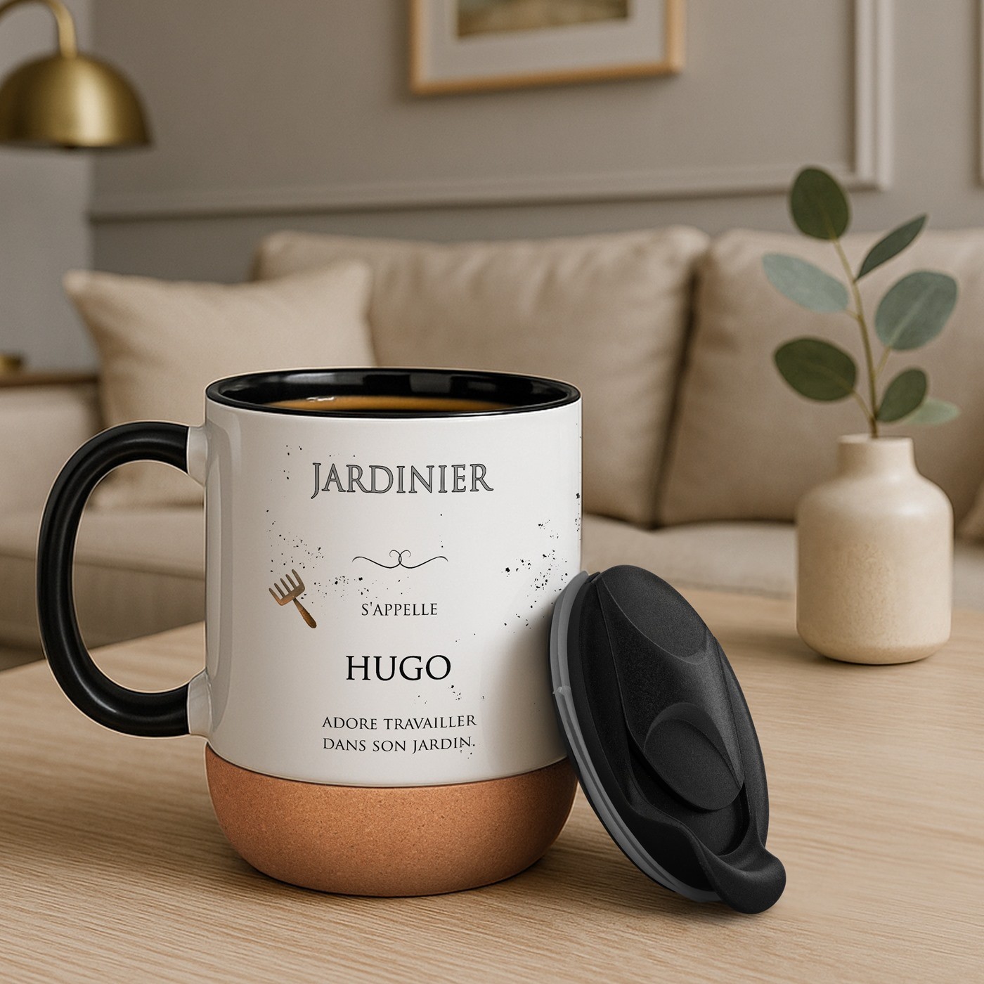 Taza de cerámica blanca con tapa para jardinero de Murrano