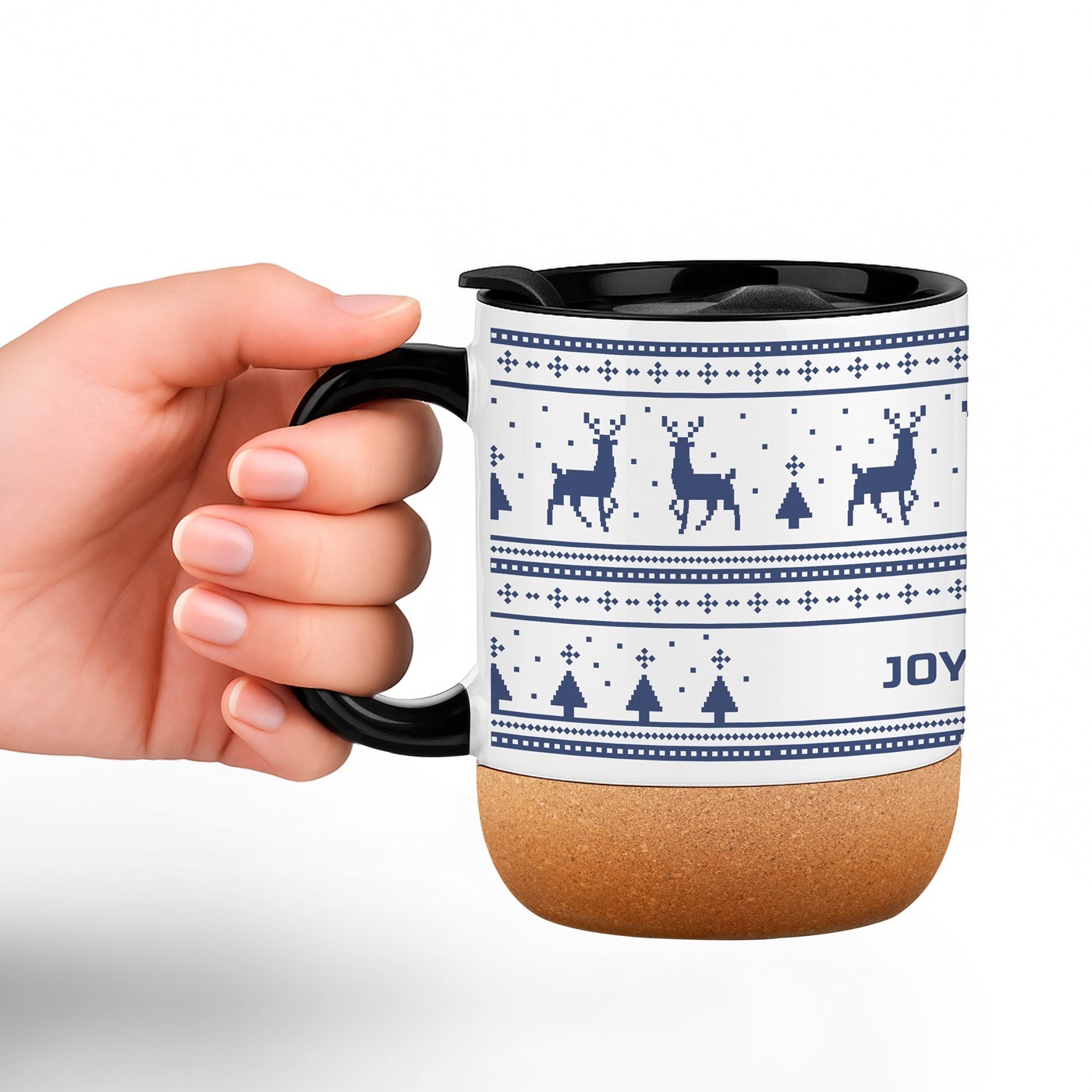 Mug de cerámica blanca Murrano con tapa para mujer esposa por Navidad