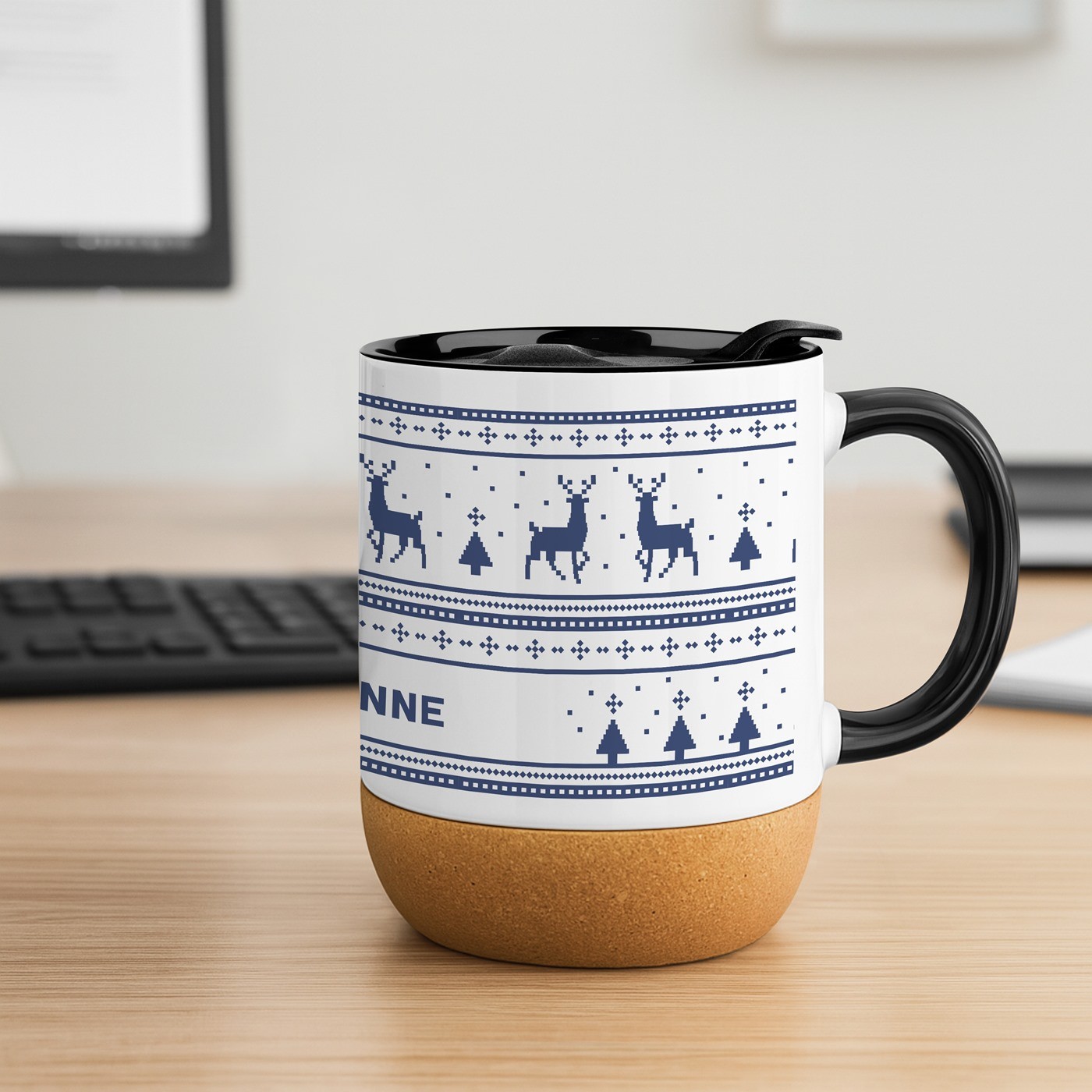 Mug de cerámica blanca Murrano con tapa para mujer esposa por Navidad