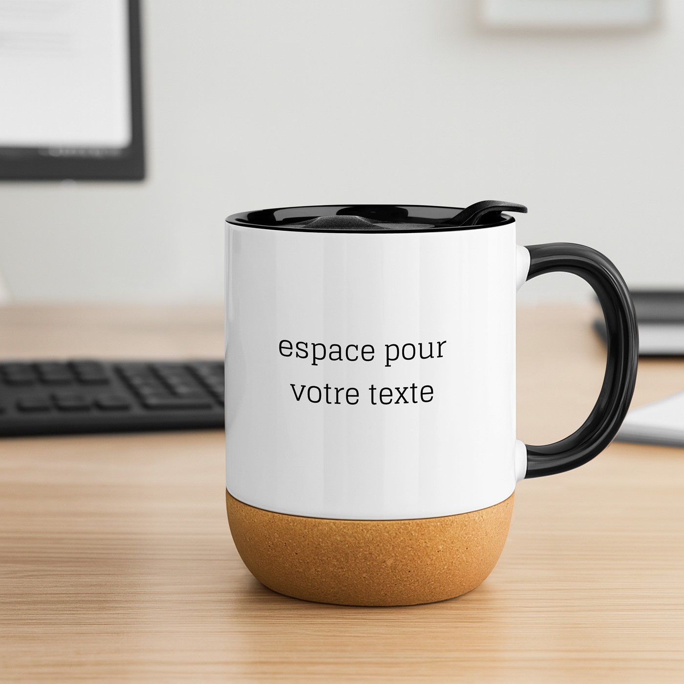 Mug de cerámica blanca con tapa Murrano para Navidad