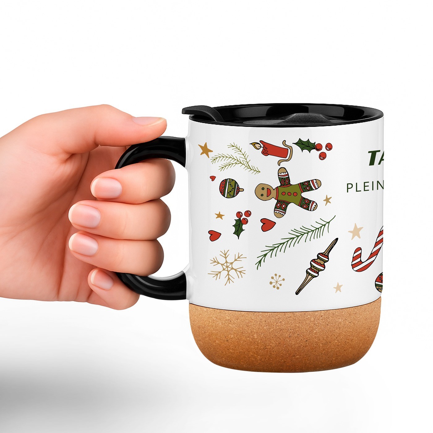 Taza de cerámica blanca Murrano con tapa para la abuela en Navidad