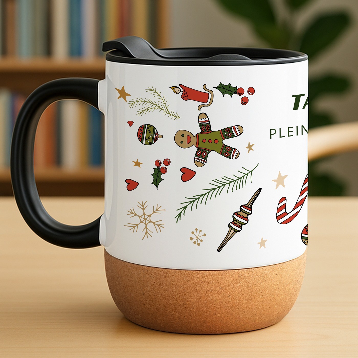 Taza de cerámica blanca Murrano con tapa para la abuela en Navidad