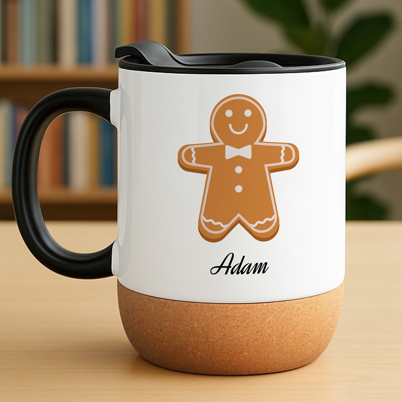 Taza de cerámica Murrano con tema de especias para hombre y tapa para Navidad