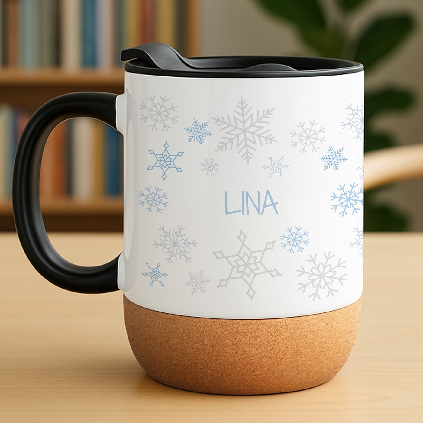Mug de cerámica Murrano con tapa - Blanco con impresión personalizada