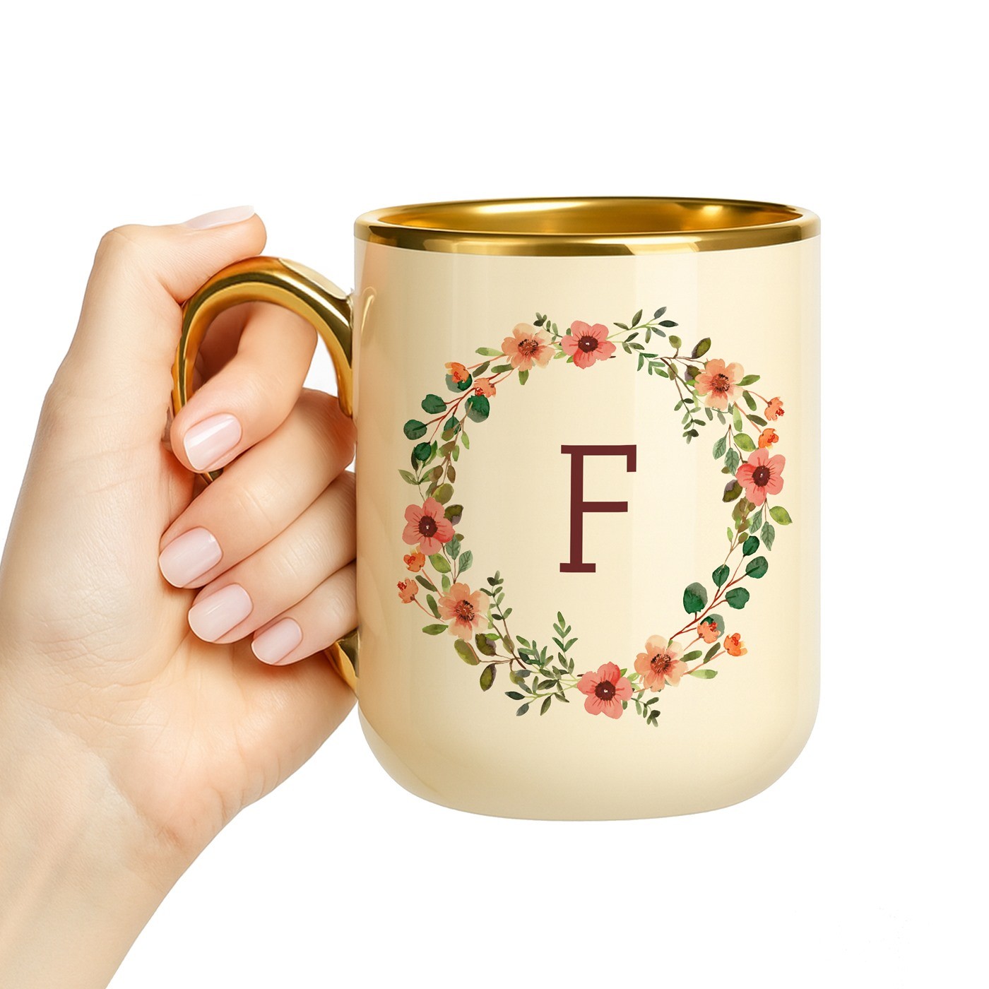 Mug de cerámica Murrano con borde y asa dorados para su cumpleaños