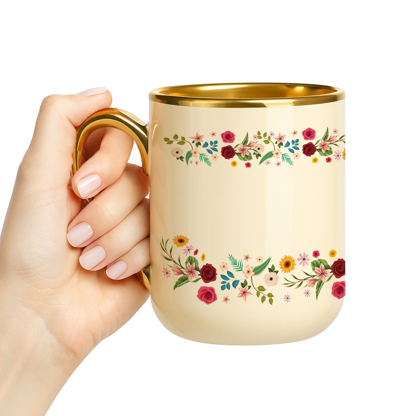 Taza de cerámica Murrano con borde y asa dorados para una amiga