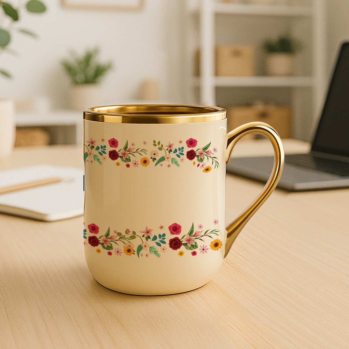 Taza de cerámica Murrano con borde y asa dorados para una amiga