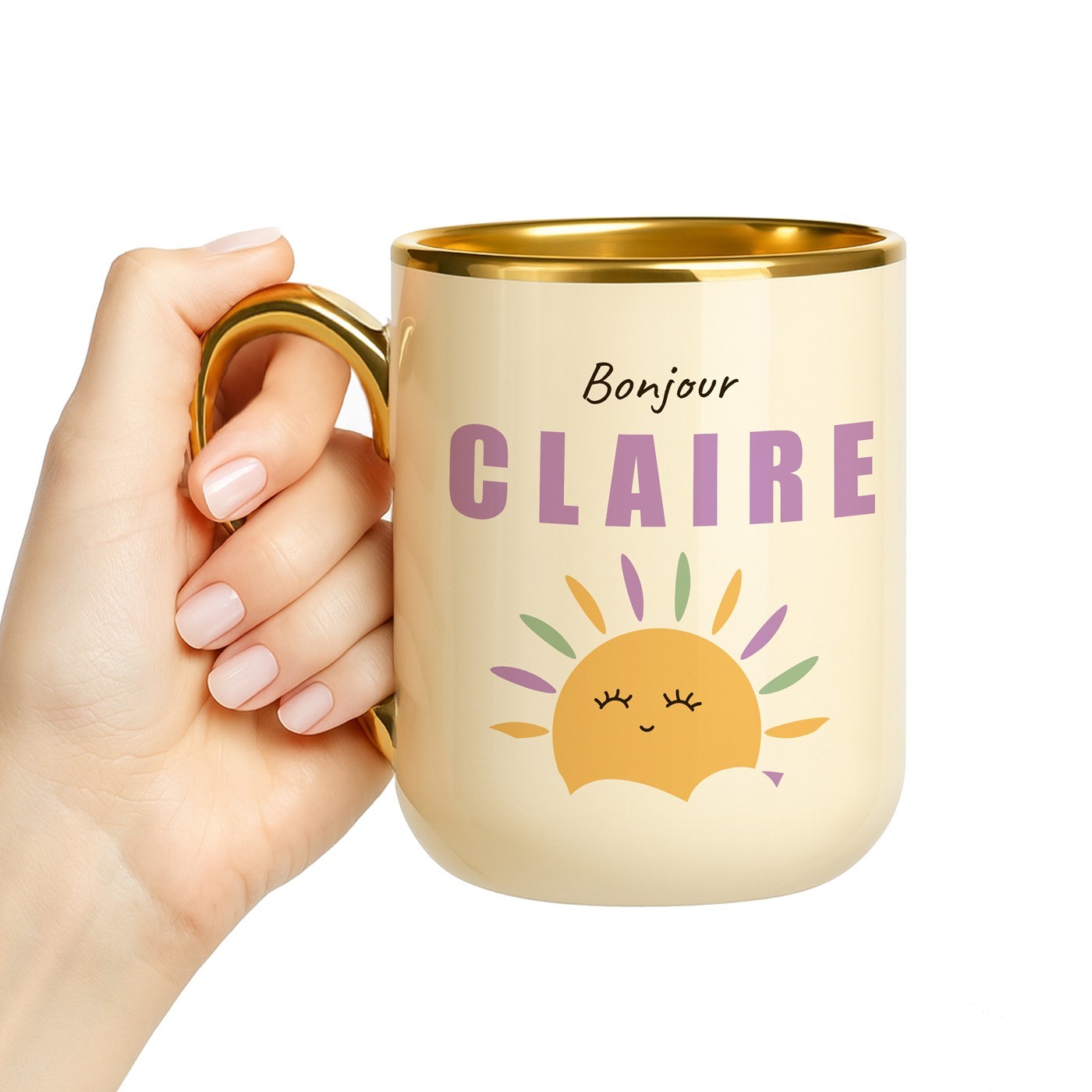 Taza de cerámica Murrano con borde y asa dorados para el cumpleaños de su suegra