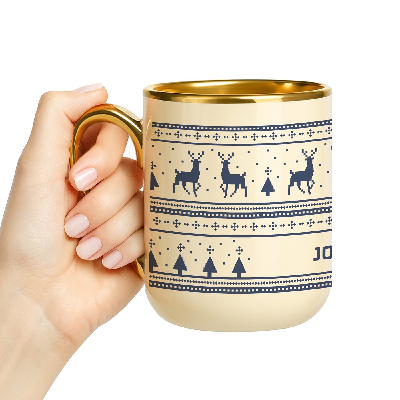 Mug de cerámica Murrano con borde y asa dorados para una amiga en Navidad