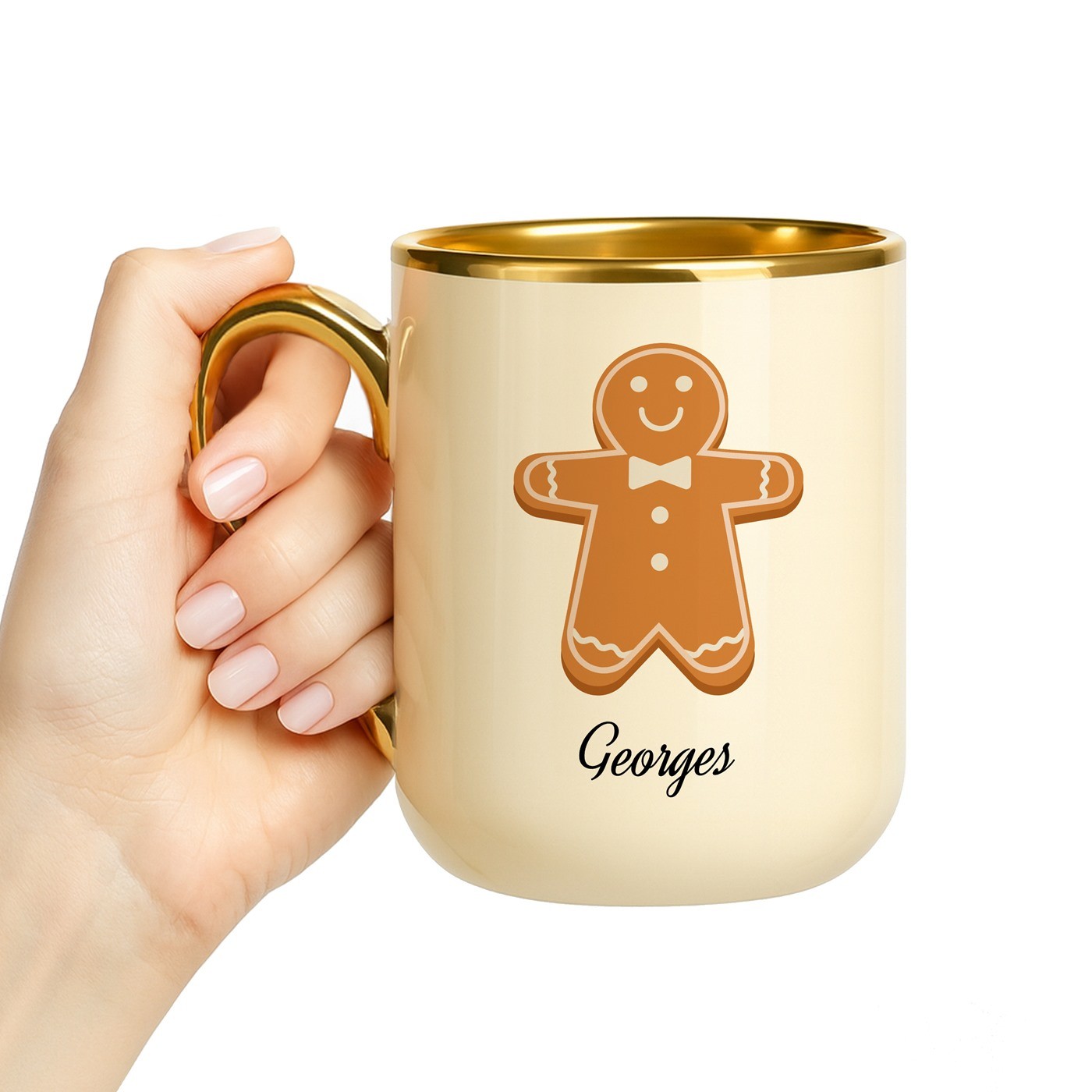 Mug de cerámica Murrano con borde y asa dorados - Regalo personalizado para un amigo