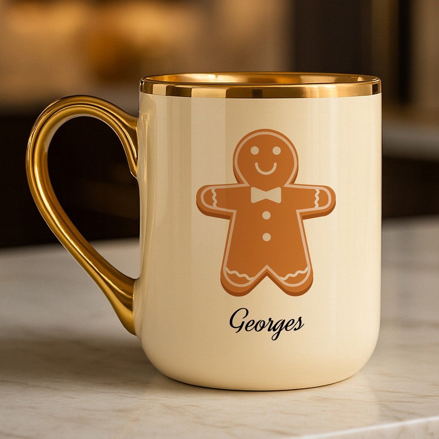 Mug de cerámica Murrano con borde y asa dorados - Regalo personalizado para un amigo