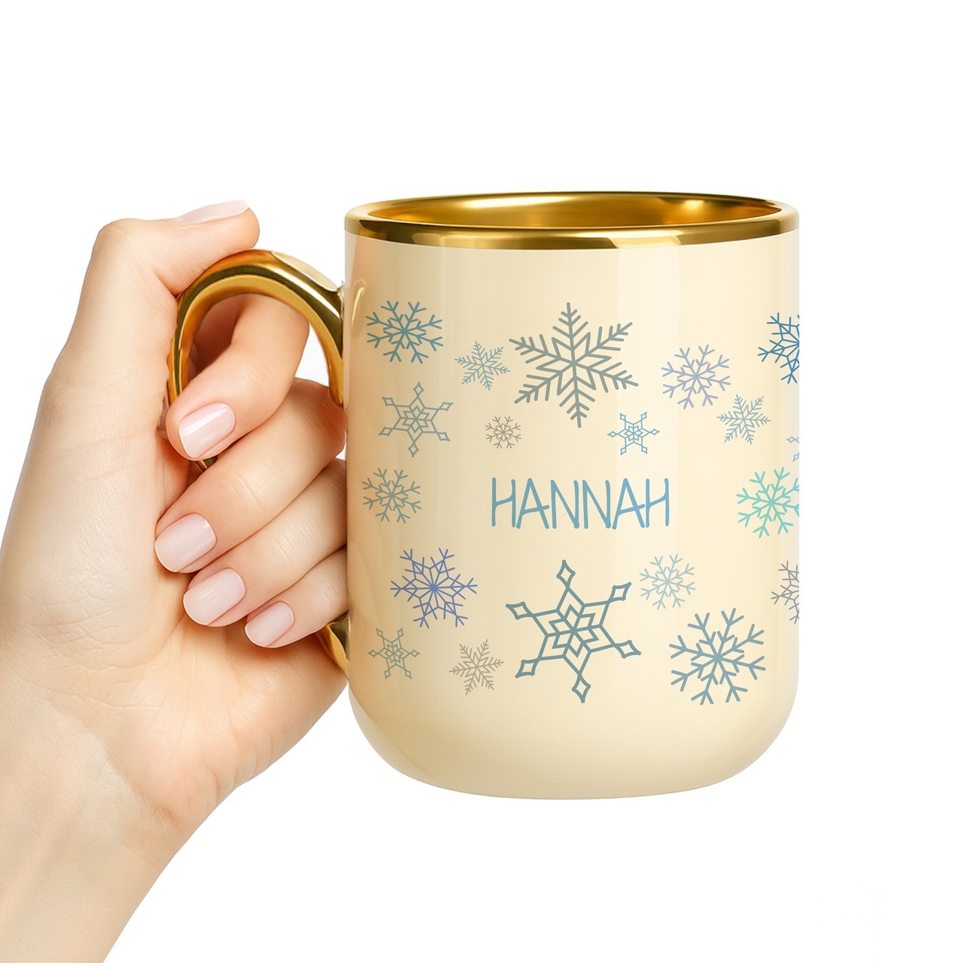Taza de cerámica Murrano con borde y mango dorados para una abuela en Navidad