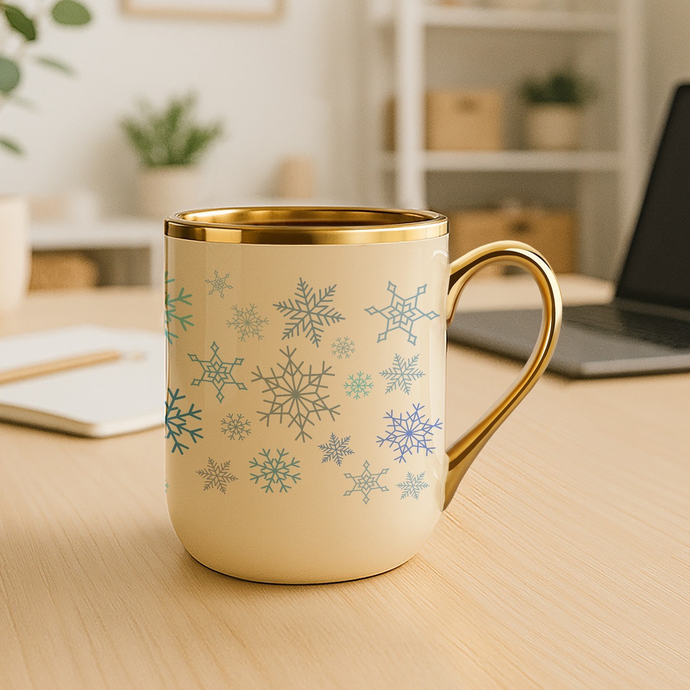 Taza de cerámica Murrano con borde y mango dorados para una abuela en Navidad