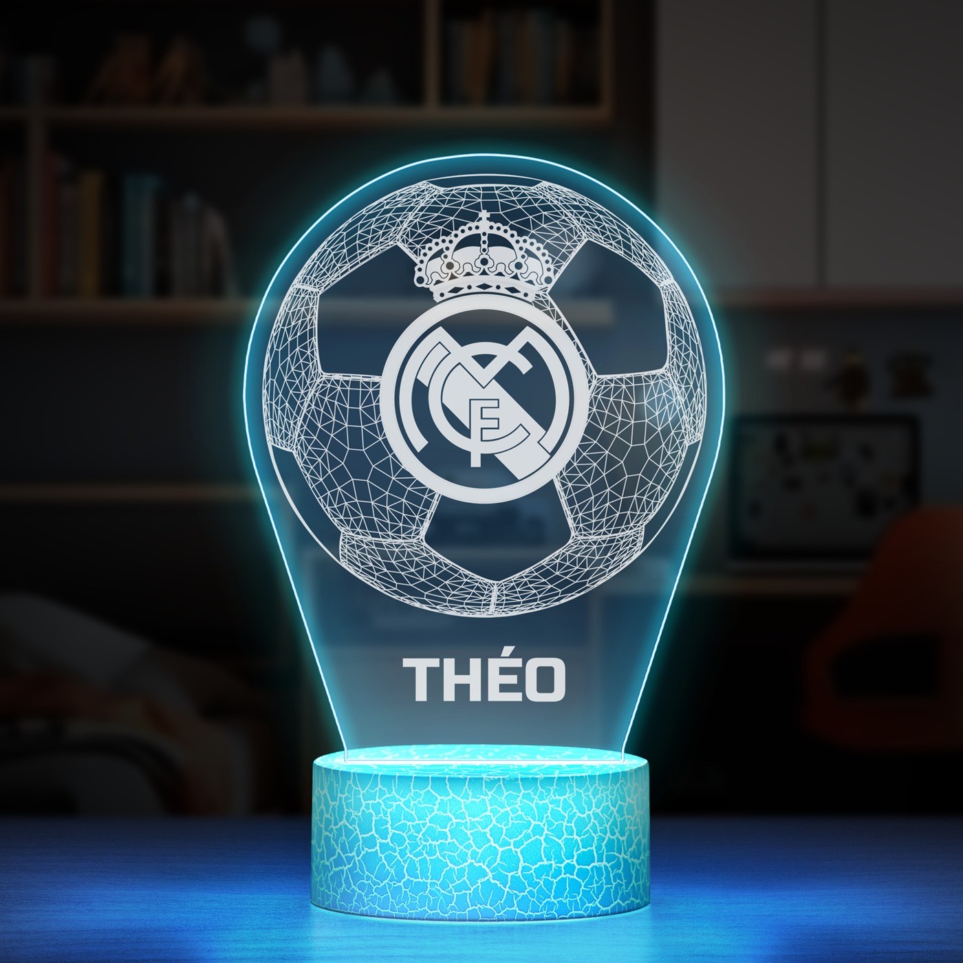 Lámpara LED 3D de Murrano con impresión personalizada para los fanáticos del Real Madrid