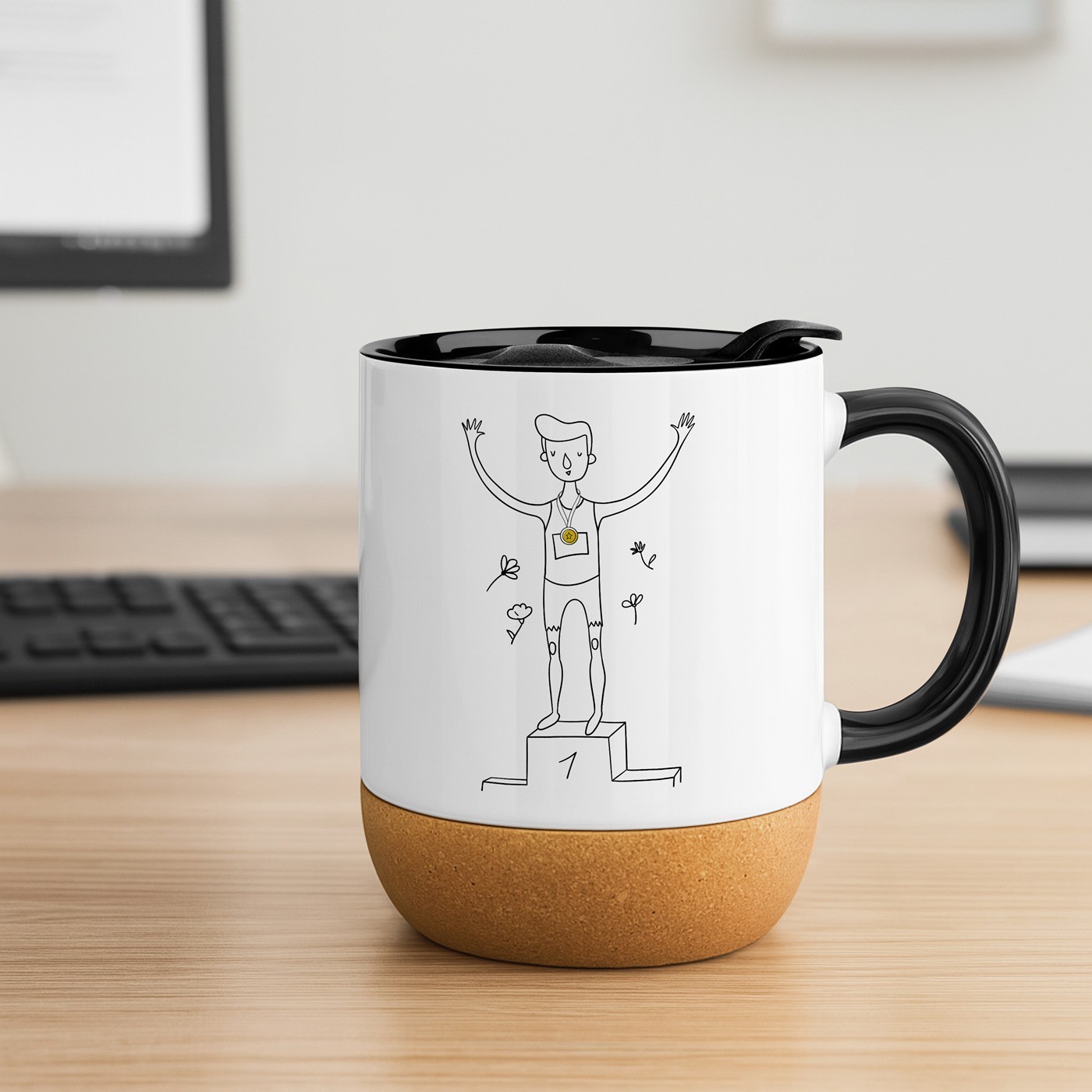 Mug de cerámica blanca Murrano con tapa