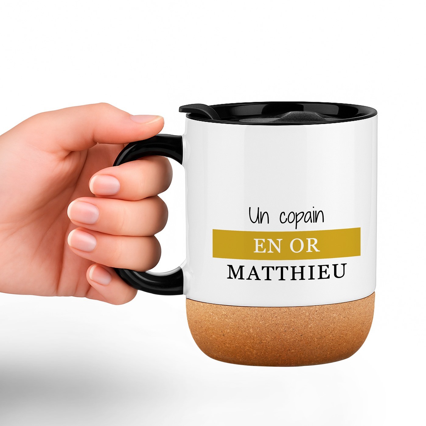 Mug de cerámica blanca Murrano con tapa