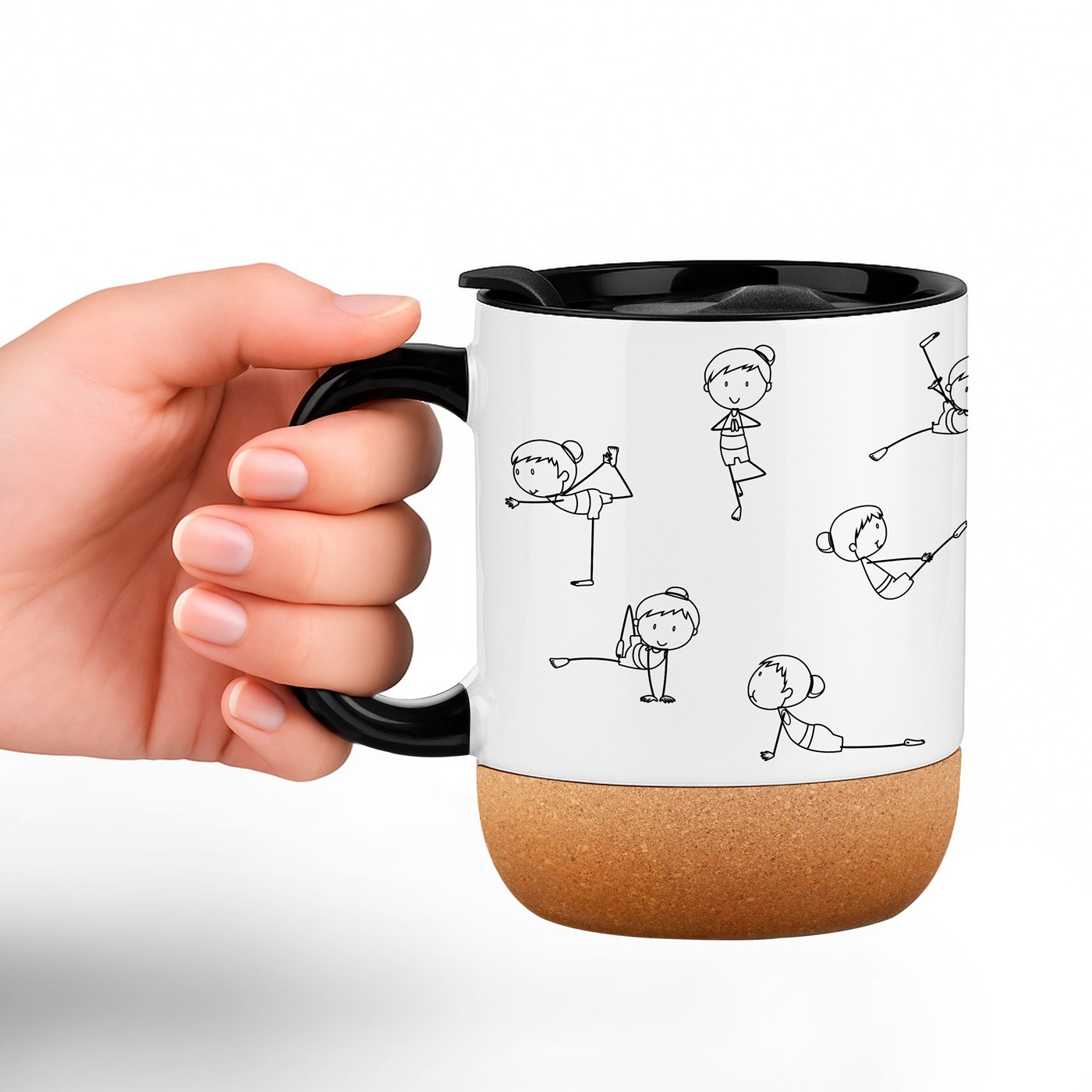 Taza de cerámica blanca Murrano con tapa para entrenadora de fitness