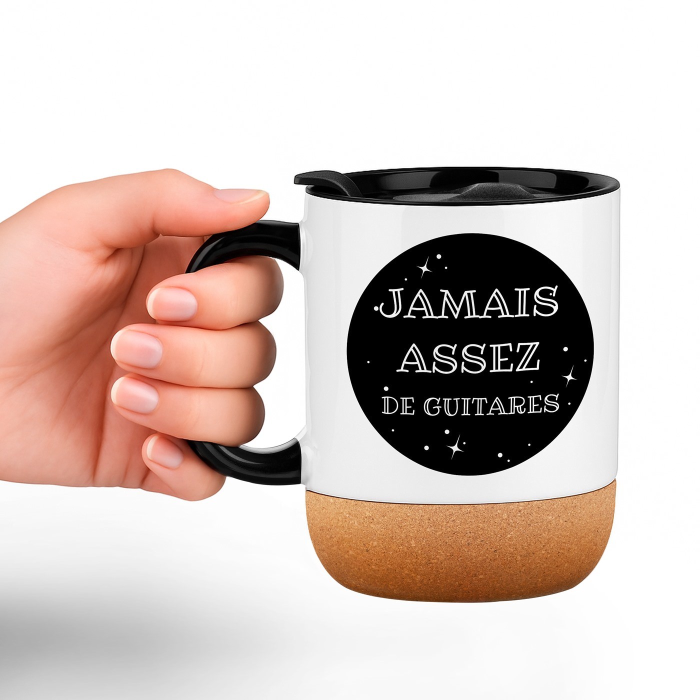 Taza de cerámica blanca Murrano con tapa para músicos