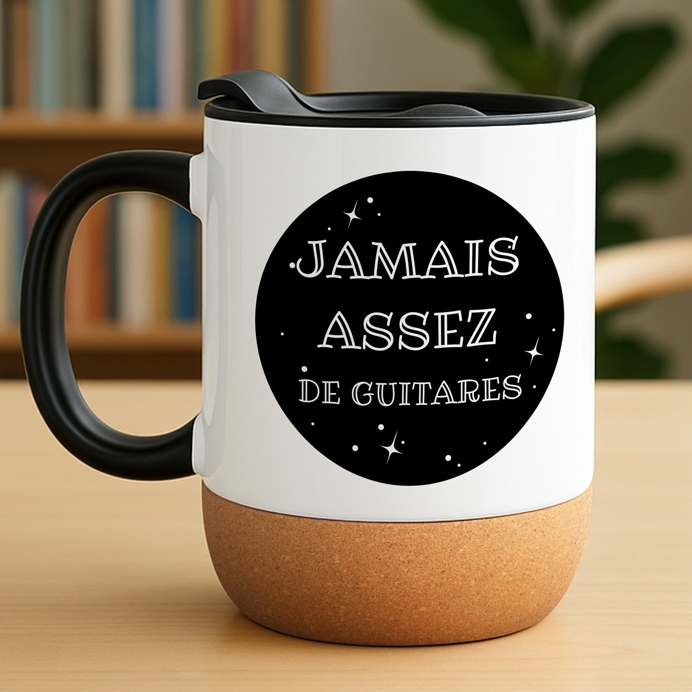 Taza de cerámica blanca Murrano con tapa para músicos