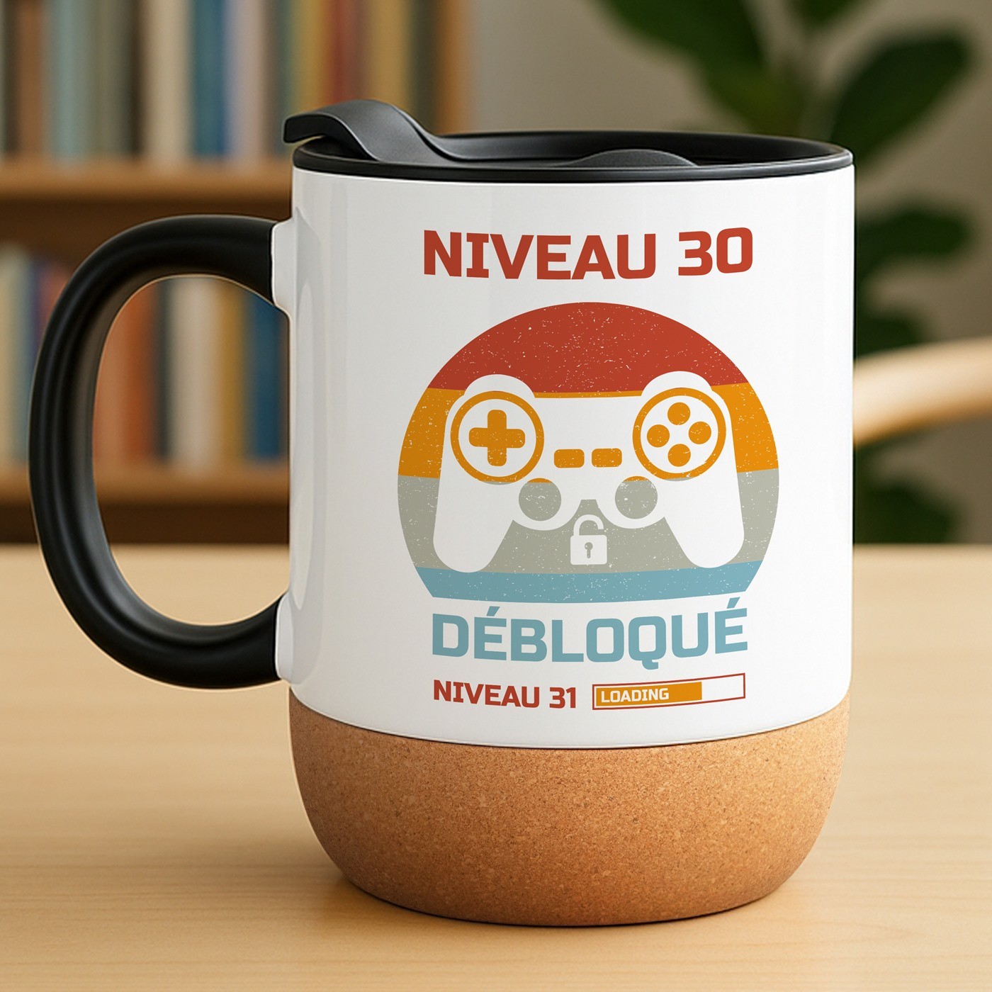 Taza de cerámica blanca Murrano con tapa para jugadores