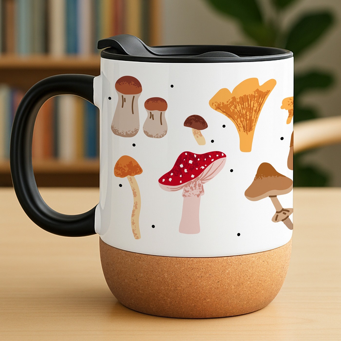 Taza de cerámica blanca Murrano con tapa para recolectora de setas