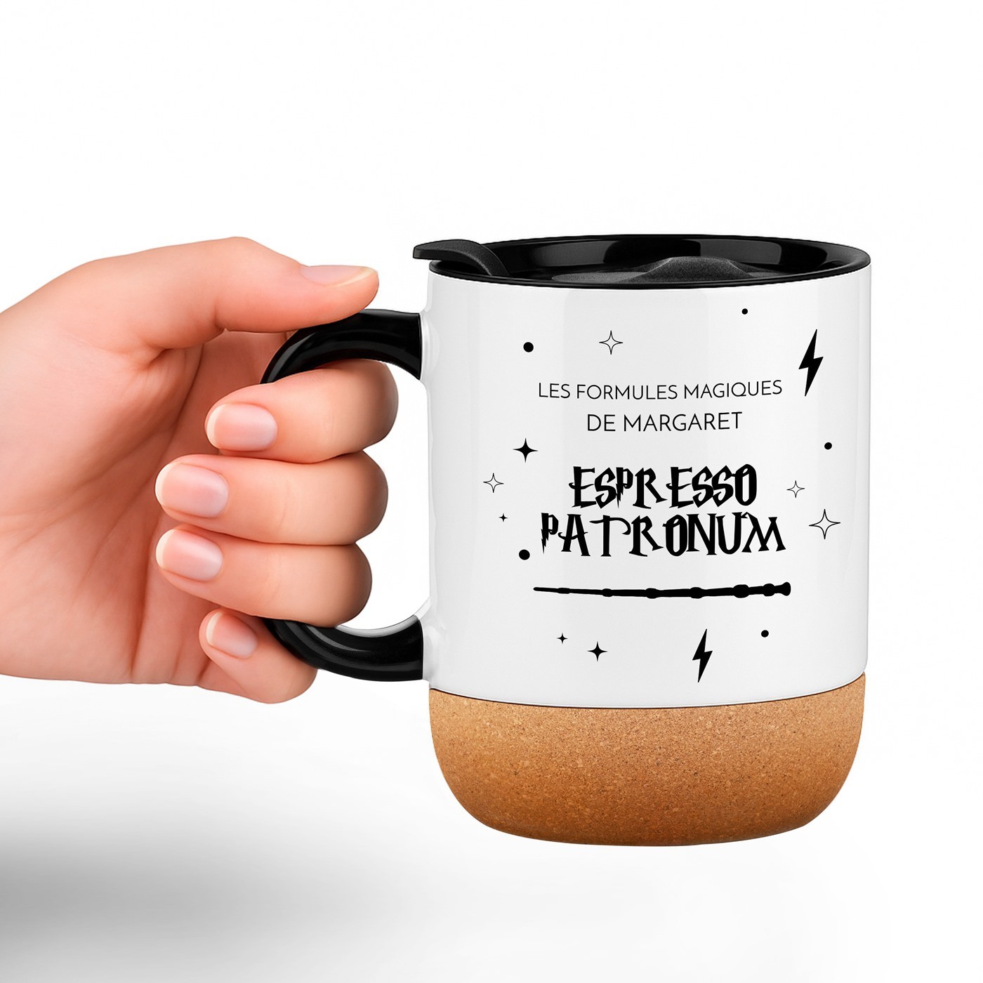 Mug de cerámica blanca Murrano con tapa para fans de Harry Potter