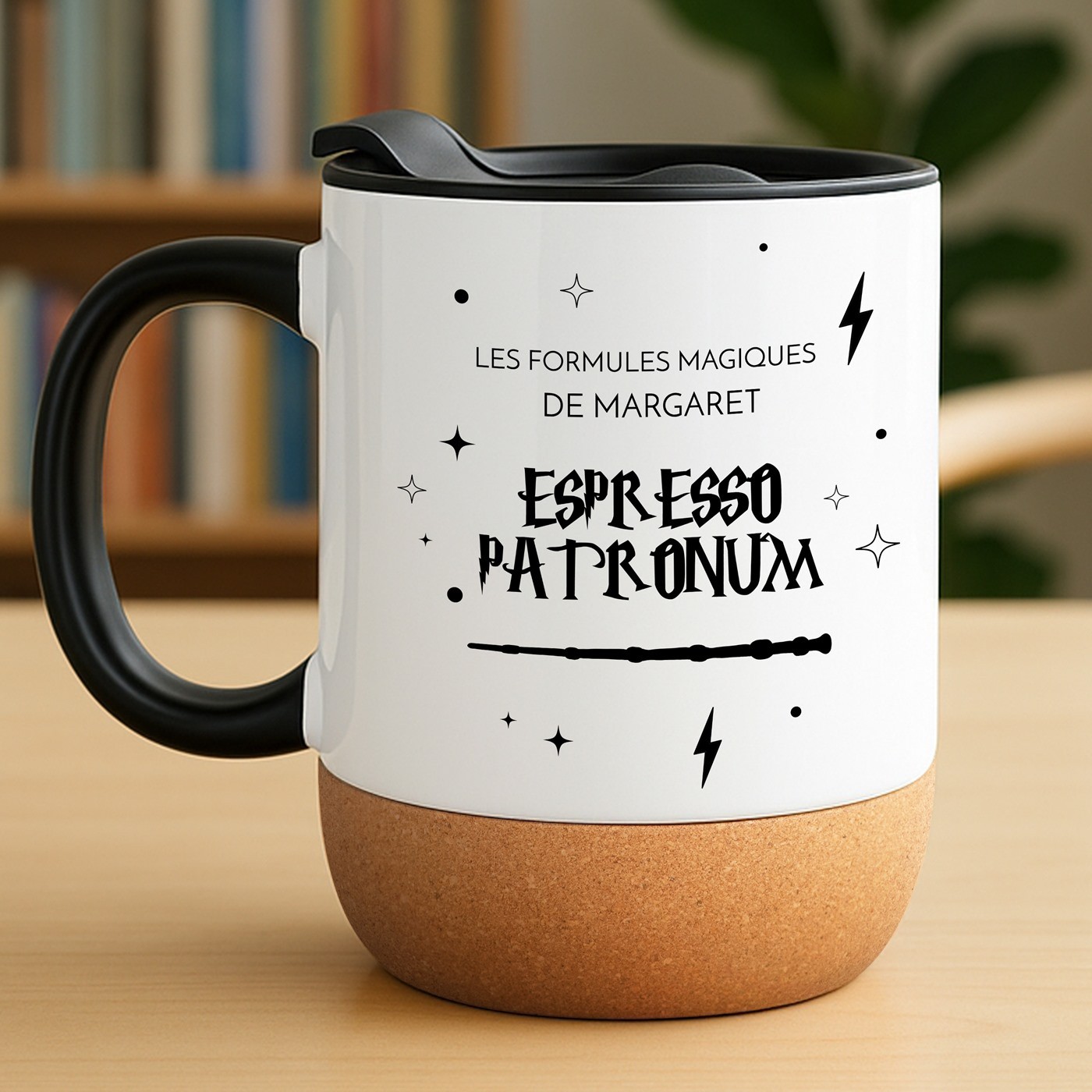 Mug de cerámica blanca Murrano con tapa para fans de Harry Potter