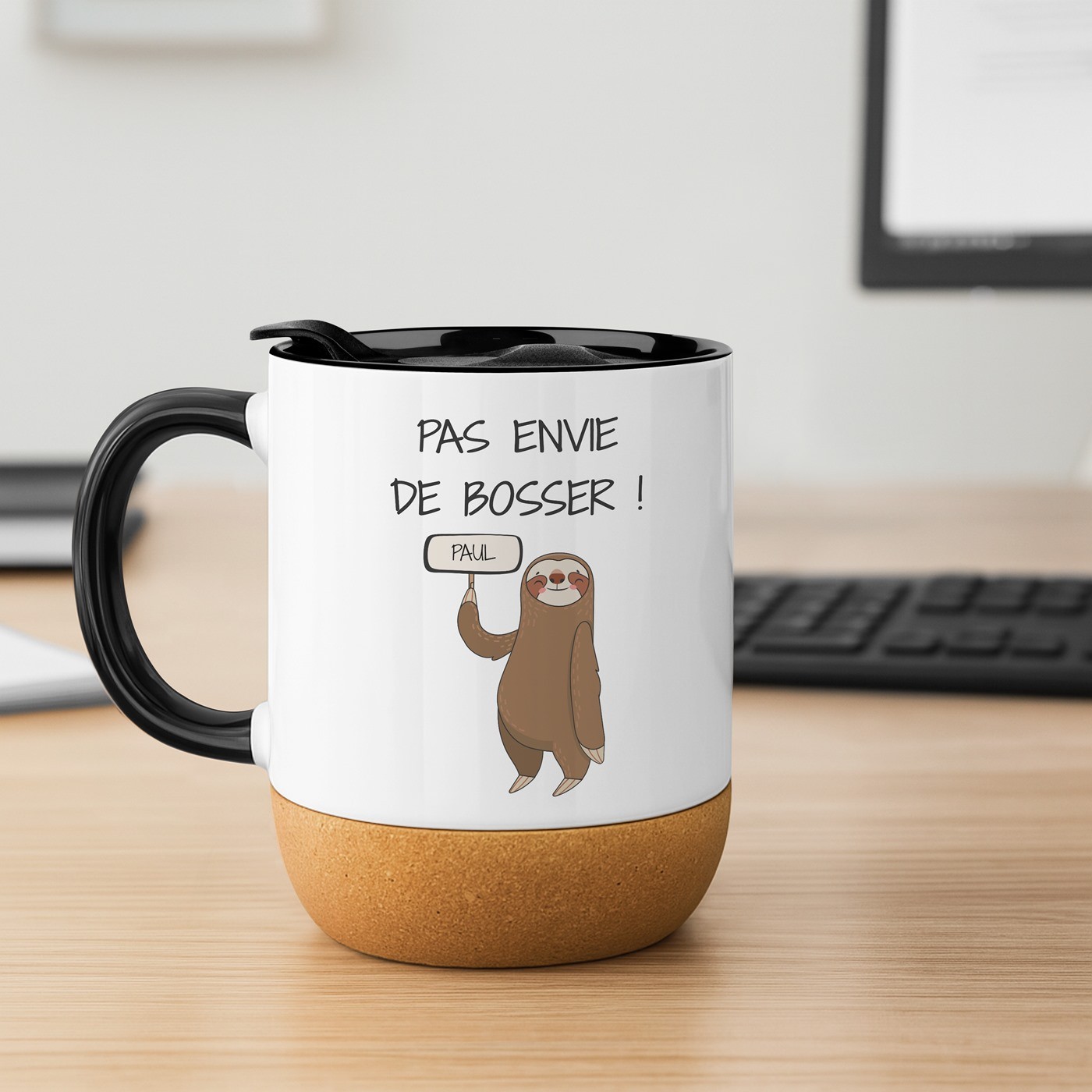 Mug de cerámica blanca Murrano con tapa