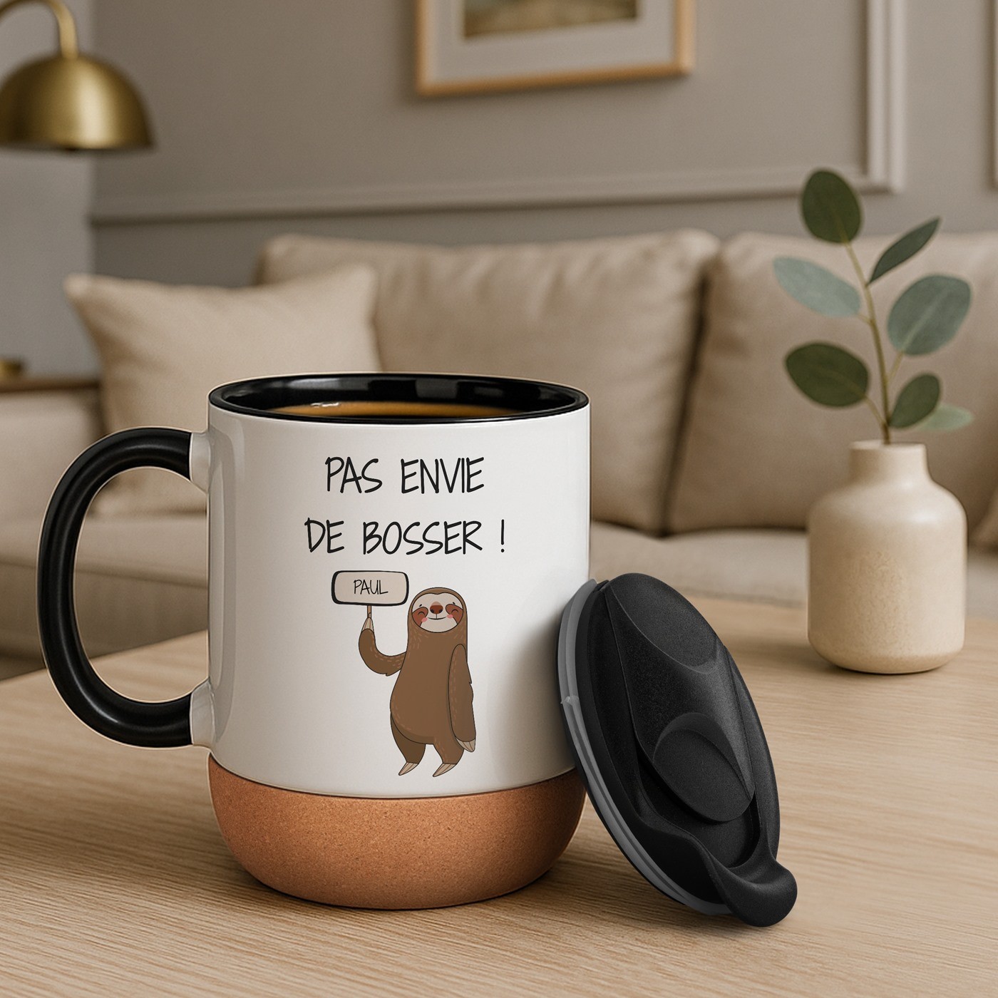 Mug de cerámica blanca Murrano con tapa